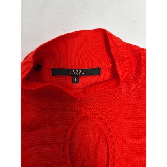 Guess women’s red bodycon sweater dress with mock neck and keyhole cutout Size S - Picture 7 of 10